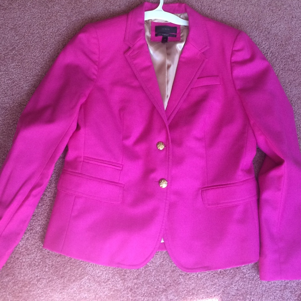 J.Crew Schoolboy Blazer Fuchsia Pink Wool  NWOT 14